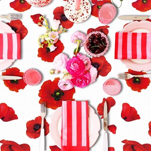 2-Pack Red Poppy Party Tablecloths 54x87 Inch