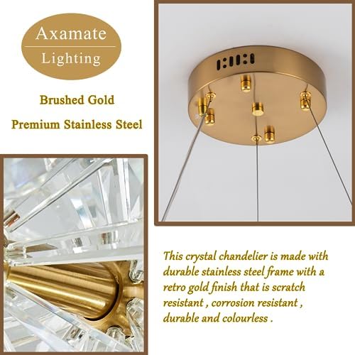 Modern Crystal Chandelier D24 Gold Ring Ceiling Light Fixture