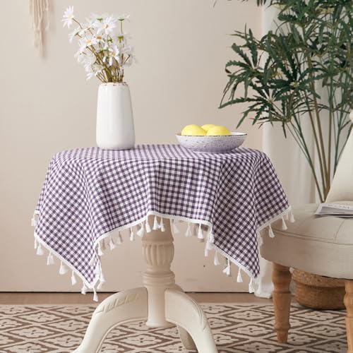 Kids Round Tablecloth 118x59 Inch Purple Navy Blue Tassels