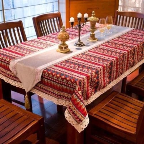Kids Table Cloths 71x51 Inch Rectangle Red Cotton Linen