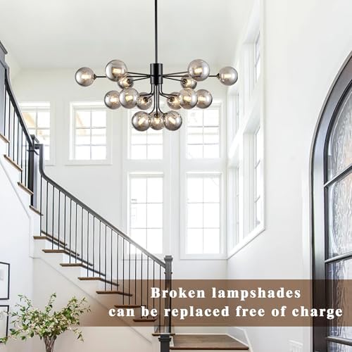 15 Light Sputnik Chandelier Black Modern Ceiling Light Fixture