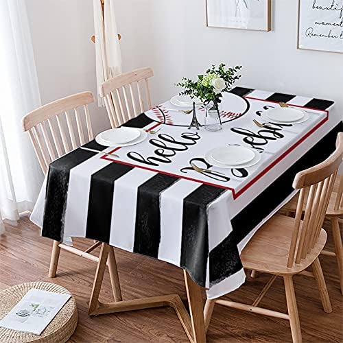 ZOE GARDEN Rectangle Tablecloth Waterproof Stainproof Black Geometric Stripe