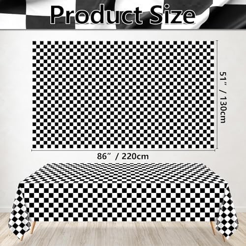 4 Pcs Race Car Tablecloths Black White Checkered Party Decorations