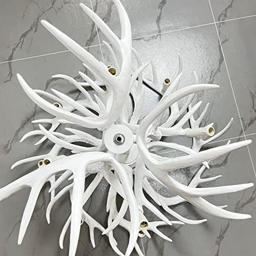 Resin Antler Chandelier Two Tier Farmhouse Pendant Light in White