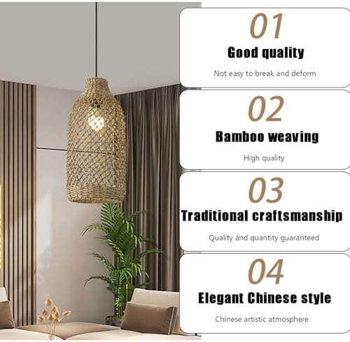 Boho Rattan Chandelier 1-Light Farmhouse Style