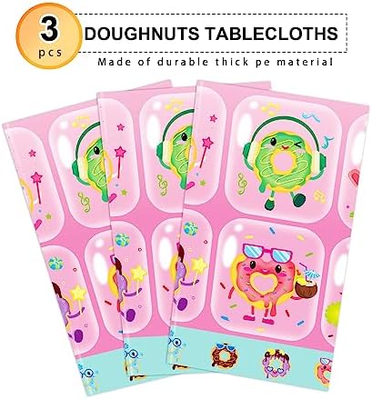 PHOGARY 3-Pack Donut Tablecloths for Kids Parties