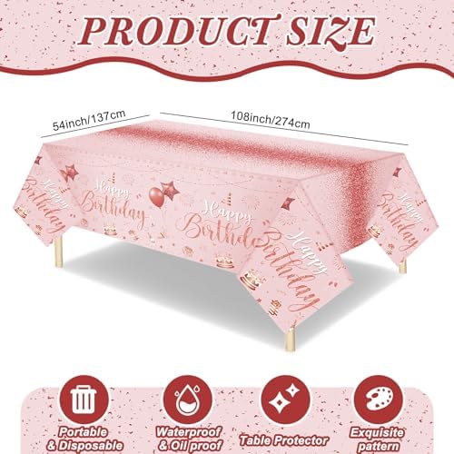 Tudomro 3 Pcs Happy Birthday Tablecloths Party Decorations