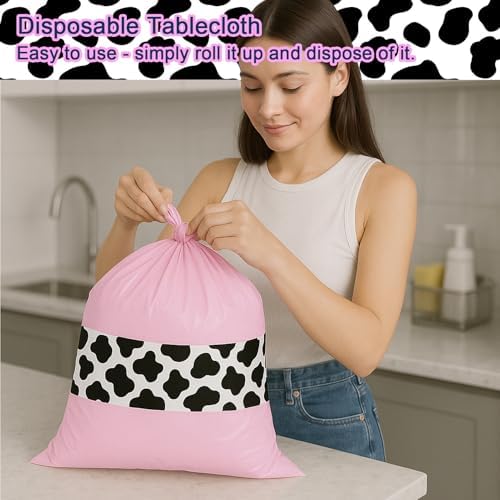 3 Pack Pink Cow Print Tablecloth 108 x 54 Inch Party Cover