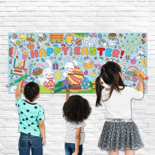 Artlunar Giant Easter Coloring Tablecloth with Poster