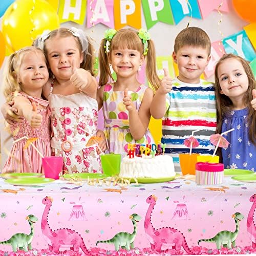 Irenare 3 Piece Pink Dinosaur Tablecloths