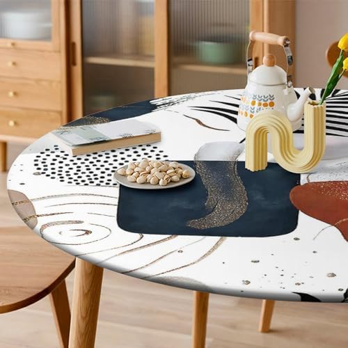 Outdoor Round Fitted Tablecloth with Elastic Edge
