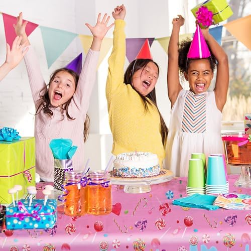 2Pcs Candyland Plastic Tablecloths for Parties