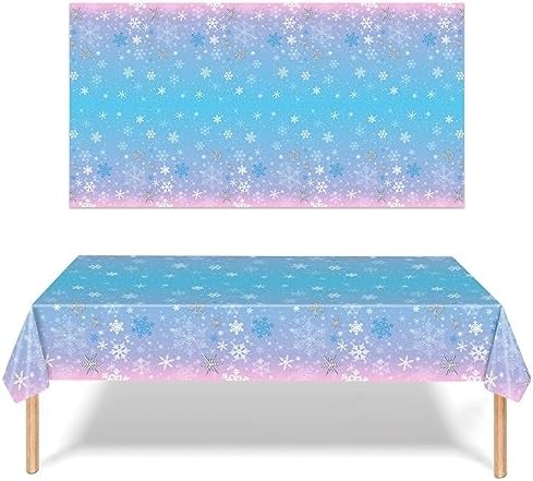 PHOGARY 3 Piece Christmas Snowflake Tablecloth Set