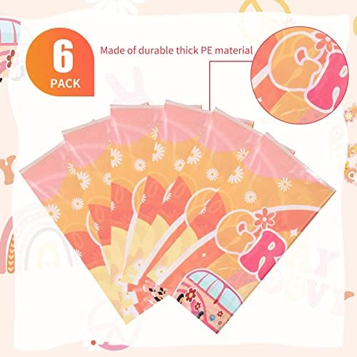 6 Pcs Groovy Retro Daisy Flower Tablecloths for Parties