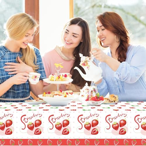 Strawberries Themed 2 Pcs Tablecloth 54x87In