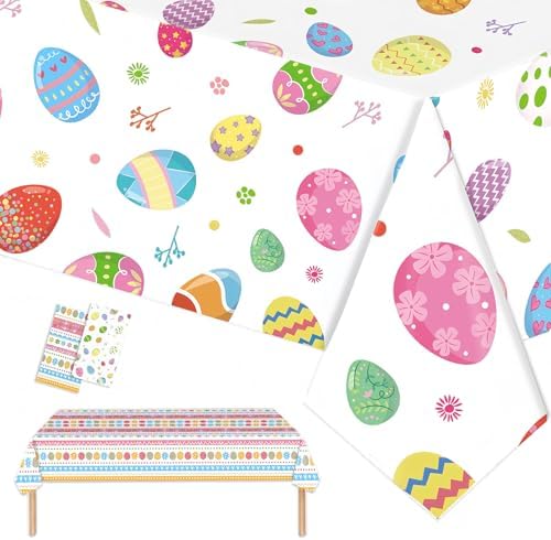 2 Pack Plastic Easter Tablecloth Decorations 54x108 Inch