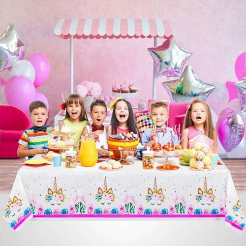 Extra-Large Unicorn Tablecloths 3 Pack for Birthday Party