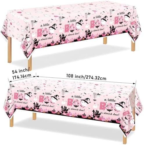 3Pcs Little Boo Baby Shower Pink Halloween Tablecloth Decorations
