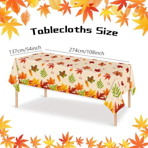 1 Pcs Thanksgiving Plastic Tablecloth 54x108 Inch