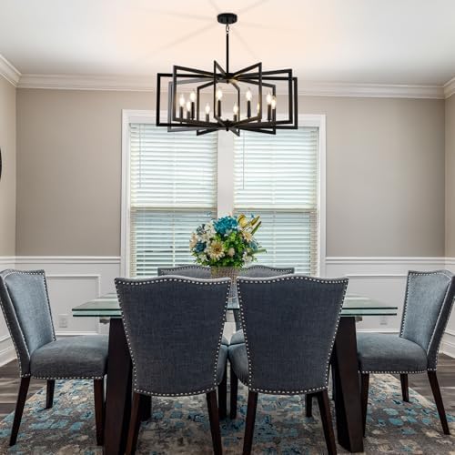 Black Chandelier Dining Room 10 Light Modern Industrial Metal