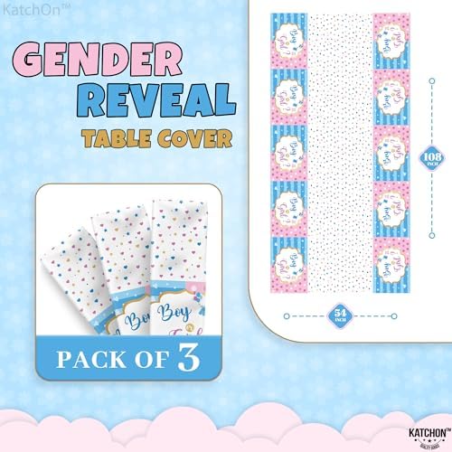KatchOn Gender Reveal Table Cover - 108x54 Inch Pack of 3 1