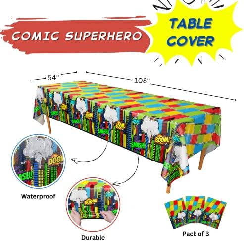 Blue Orchards Comic Superhero Table Covers Pack of 3 108x54 XL
