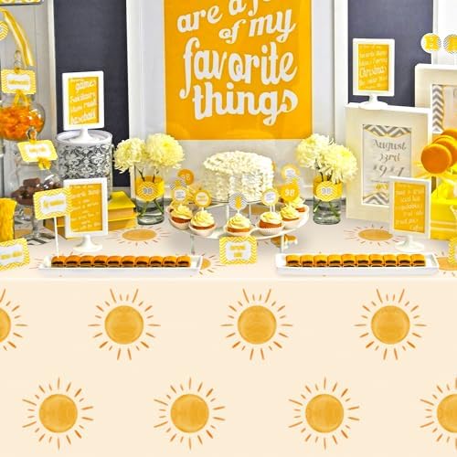 3Pcs Boho Sun Birthday Tablecloths