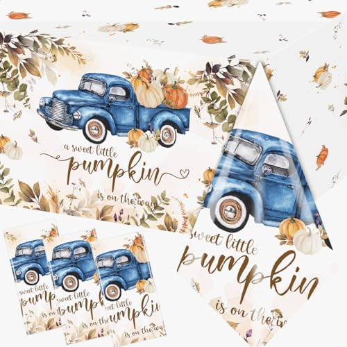3Pcs Little Pumpkin Tablecloths Fall Baby Shower Decorations