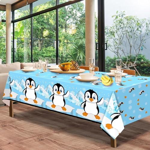 3 Pack Penguin Birthday Decorations Tablecloths for Kids Party