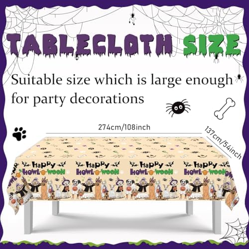 4Pcs Happy Halloween Tablecloth with Ghostly Puppies