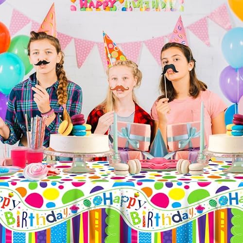 2Pcs Colorful Birthday Plastic Table Covers