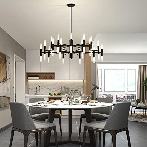 Black Farmhouse Chandelier with 40 Lights 393 Inch Round Industrial Pendant Light