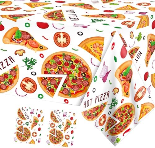 2Pcs Pizza Themed Tablecloths for Party Decoration