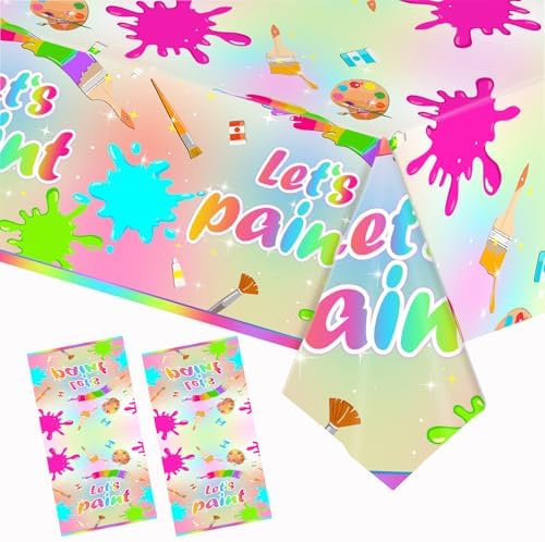 2 Pieces Paint Splatter Tablecloth for Art Party Decor