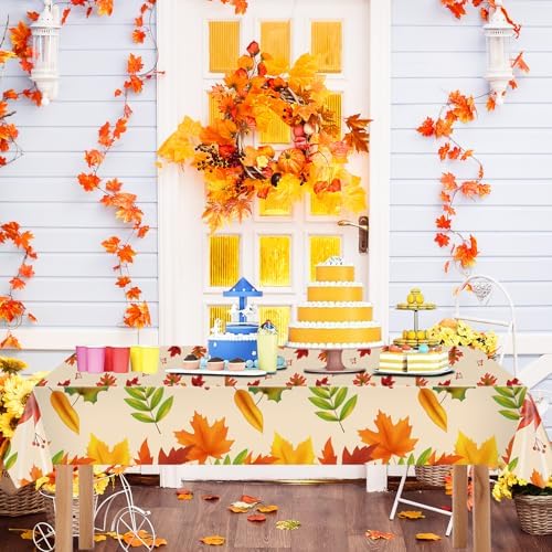 1 Pcs Thanksgiving Plastic Tablecloth 54x108 Inch