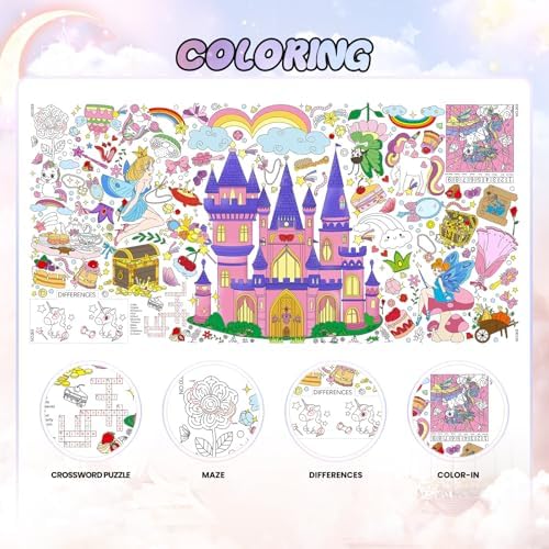 Drunze Princess Party Activity Giant Coloring Poster