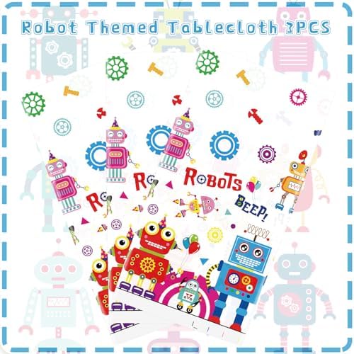 Robot Birthday Party Tablecloth Set 3 Pieces