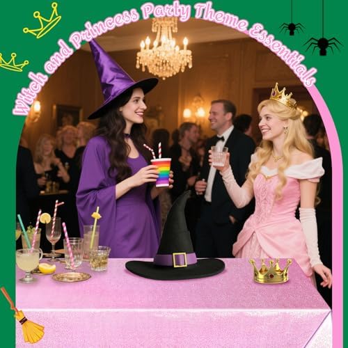 6 Pcs Witch Holographic Tablecloths Pink Green Party Decorations
