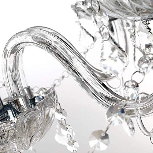 Maxax 12 Light Crystal Chandelier Modern Pendant Light Fixture Hanging Raindrop Adjustable Chrome