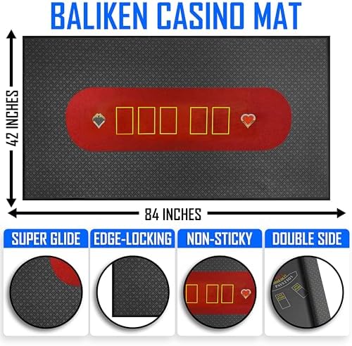 BALIKEN 84x42 Inch Poker Mat Blackjack Table Top Casino Felt Professional