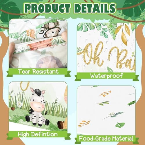 6 Pcs Safari Baby Shower Tablecloths Jungle Animals Decorations