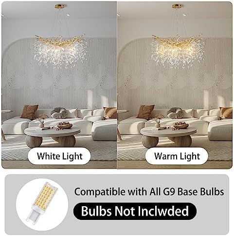 YUYI 30 Inch Gold Tree Branch Chandelier 10 Lights