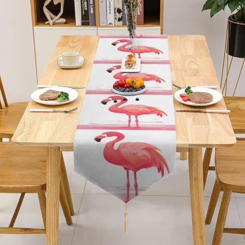 Cartoon Flamingo Table Runner Reusable Plush 178x33cm