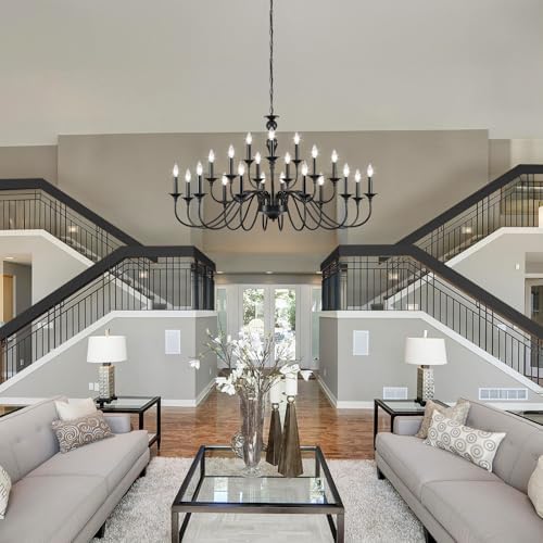 Black 21 Light Farmhouse Chandelier for Dining Room