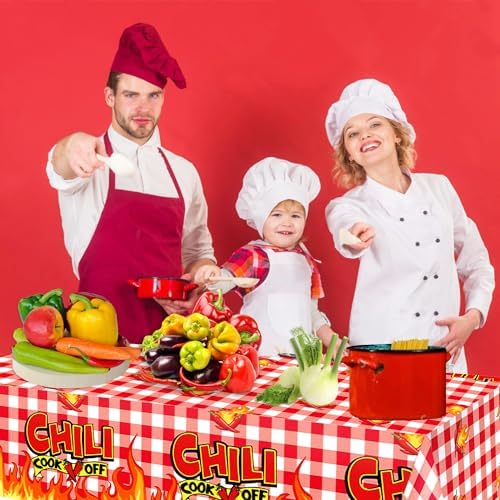 Chili Cook Off Party Tablecloths 2 Pcs 54x87In Red Hot Chili Peppers Design