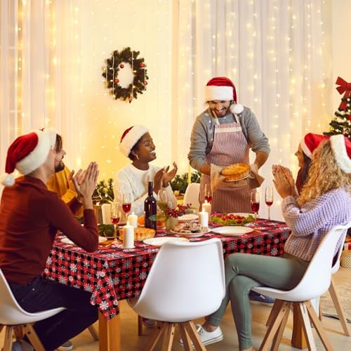 3Pcs Red Black Buffalo Plaid Christmas Tablecloth Decorations Supplies