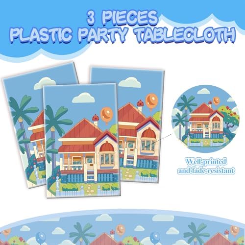 3 Pack Blue Birthday Tablecloths 54x108 Inches for Kids and Dogs