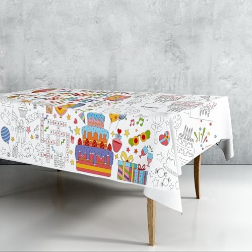30x72 Inches Happy Birthday Giant Coloring Poster Tablecloth