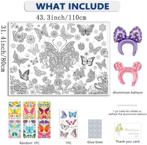 ZJDHPTY Butterfly Theme Coloring Tablecloth for Kids