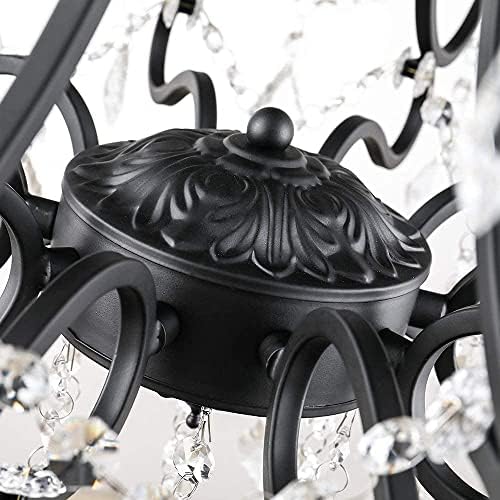 Maxax 10 Light Crystal Chandelier Modern Black Pendant Light
